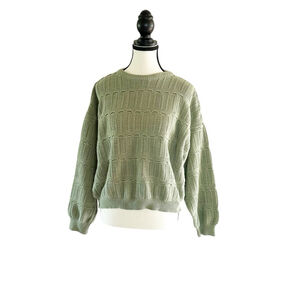 Vintage Made in Italy Avanzata Sage Green Cotton Knit Sweater Size M Cropped